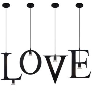 Lampadario a sospensione semplice a forma di lettera lettera lampadario e27 in ferro