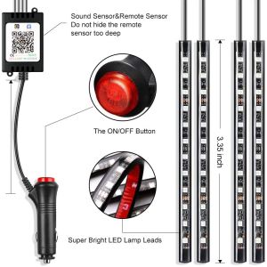 Striscia Led Per Auto Illuminazione Interna Per Auto Con 4 Luci Led Rgb 48 Led Strisce Colore Musicale Decorazione