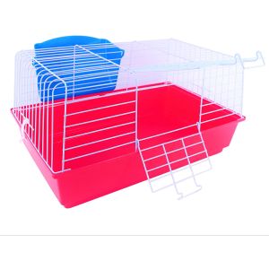 Gabbia per Conigli Nano Piccoli roditori porcellino d'india cavie portafieno colorato Doppia Apertura (Rossa)