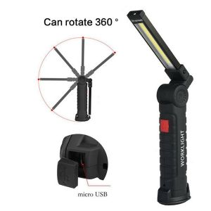 Mini torcia ricaricabile led cob magnetica snodata luce lampada lavoro meccanico