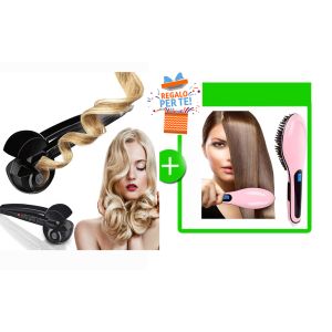 Piastra Arricciacapelli Automatica Boccoli e Ricci Perfetti  + Piastra Lisciante 906 in OMAGGIO