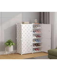Scarpiera Modulare Salvaspazio con 4 Ante e 12 Ripiani – Mobile Multiuso per Casa e Ufficio