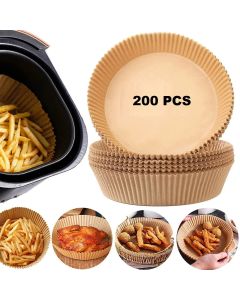 200 pcs Fodere per forno in carta rotonda carta pergamena per friggitrice ad aria carta forno per friggitrice ad aria fodere friggitrice ad aria monouso antiaderenti