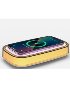 Caricatore Wireless da Tavolo con Luce Notturna LED Multicolore – Ricarica Rapida 15W,