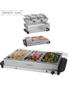 Royalty Line Scalda Buffet Server 3 Scomparti Piastra Calda Party Catering BFS-3