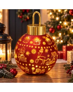Sfera di Natale Luminosa LED 30 cm con Rotazione 360° – Magic Christmas Ball Decorativa con Maniglia, Decorazioni Natalizie