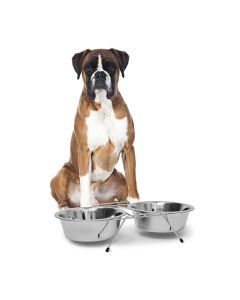 Ciotola per cani e gatti acciaio inox set doppio con supporto