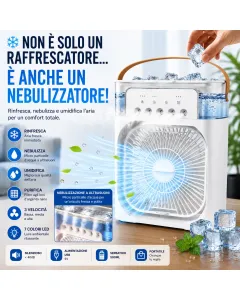 Mini Raffrescatore Condizionatore Portatile USB-C con Nebulizzatore LED 7 Colori 