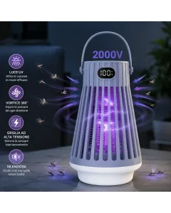 Zanzariera Elettrica LED 2000V Ammazza Zanzare USB Repellente Multifunzione