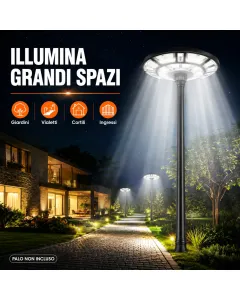 Lampione Solare Stradale a LED 2000W con Telecomando - Design UFO e Pannello Solare Integrato