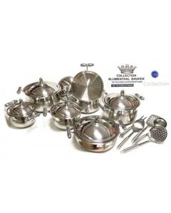 Batteria Pentole Bavaria Collection Elegance 18 Pezzi Acciaio Inox 18/10