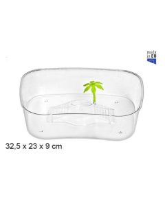 Tartarughiera In Plastica trasparente con Palma 32x23x9 cm 