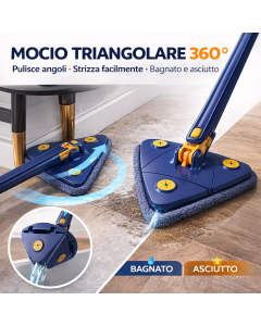 Mocio triangolare rotante 360° per pulizia regolabile mocio rotante multifunzione