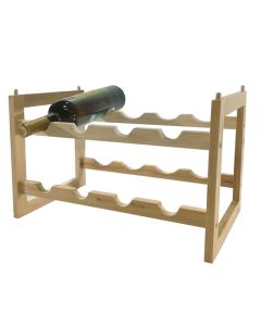 Portabottiglie vino legno di pino naturale impilabile cantinetta 2 ripiani