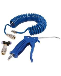 Set Pistola Aria Compressa Con Tubo A Spirale Flessibile Per Compressore 5 Metri Raccordo Pneumatico