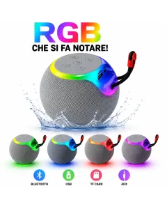 Cassa Bluetooth Portatile Altoparlanti RGB JK-1267 con Luci LED Multicolore, Batteria Ricaricabile, USB, TF Card, AUX, Speaker Wireless Compatto fino a 6 Ore di Riproduzione