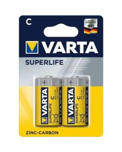 2 Pz Batterie Mezza Torcia Zinco-carbone R14 Tipo C Superlife 2014 - Varta