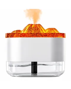 Umidificatore Diffusore di Aromi Effetto Vulcano con Nebbia e Luce LED – Serbatoio Trasparente, Lampada Atmosfera per Casa, Camera e Ufficio