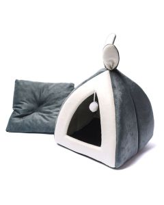 Cuccia per gatti piramidale orecchie di da coniglio Tenda per gatti Cestino per gatti rimovibile con orecchie da coniglio Viene fornito con una divertente palla per gatti 28 x 28 x 29 cm 