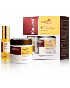 Karseell Maca Care System Set Riparazione Capelli Professionale – Maschera Collagene 500ml + Olio Argan 50ml – Nutriente Idratante Anticrespo Effetto Lucentezza per Capelli Secchi e Danneggiati