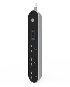 Multipresa di montaggio a parete 100 - 250 V, a, 2500 W con protezione contro le sovratensioni presa multipla con 3 USB di ricarica tramite usb 5 V/3.1A