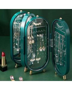 Organizer per orecchini da appendere, elegante custodia a specchio, resistente per gioielli da donna, per la casa e per rivenditori, verde, 153 scomparti per orecchini e 24 tacche