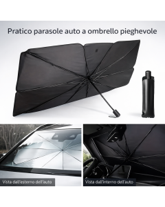 Parasole Auto Pieghevole a Ombrello XL 135cm – Protezione Totale UV, Facile da Aprare e Chiudere, Universale per Parabrezza