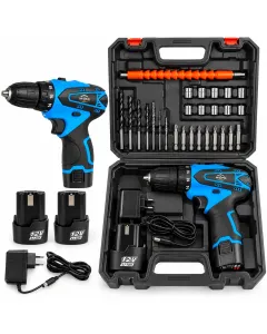 Trapano Avvitatore a Batteria 12V con Valigetta, 2 Batterie al Litio, Caricatore Rapido e 24 Accessori – Mandrino Autoserrante da 10 mm, Doppia Velocità, Luce LED – Per Fai-da-te e Uso Professionale