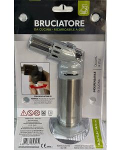 Bruciatore da cucina ricaricabile a gas realizzato in acciaio e plastica rigida