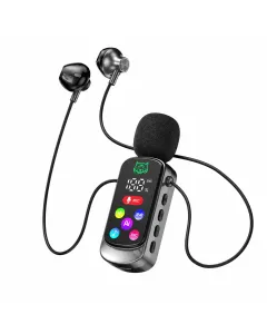 Cuffie in ear Microfono Karaoke Clip-On Bluetooth 5.4 con Auricolari Integrati, Riduzione Rumore ENC, Correzione Eco, Supporto Scheda TF, Display LED, per Live Streaming, Registrazione, Gaming e Canto