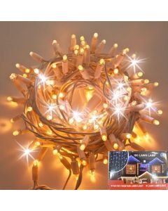 Catena 4.5 m 100 led a cascata dritta bianco caldo IP67 addobbi natalizi luci minilucciole