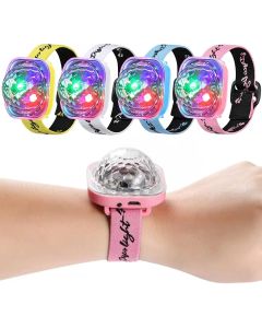 Orologio con mini luci da discoteca braccialetto portatile da discoteca con luce girevole per feste luce rgb stroboscopica luci a led per dj che cambiano con musica 