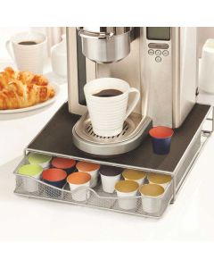 Contenitore Cassetto Porta Capsule Cialde Caffè Metallo Estraibile Silver/nero
