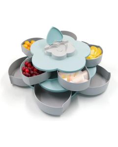 Vassoio rotante per snack vassoio per frutta a forma di fiore creativo piatto a forma di petalo con supporto per cellulare vassoio per snack
