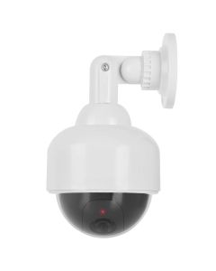 Telecamera Finta Videosorveglianza con Led Lampeggiante Camera Sicurezza Casa Bianca Rotonda