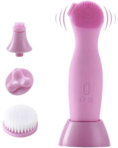 Spazzola facciale elettrica per pulizia massaggio viso teste in gel silice aorlis ao-77873