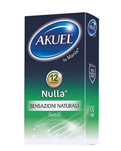Akuel Nulla, Preservativi Sottili e Lubrificati, 12 Pezzi