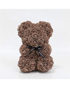 Orsetto con Rose Artificiali Fatto a Mano (marrone)