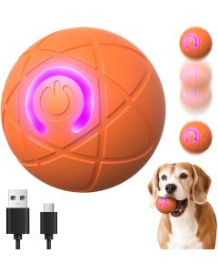 Palla Rotante Interattiva per Cani, Giocattolo Automatica per Cani di Taglia Media e Grande, Resistente e con Luce LED