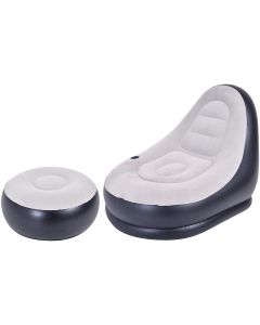 Poltrona Gonfiabile Floccata Deluxe Lounger Avenli 125x100x85cm con Portabicchieri e Poggiapiedi da 56x27cm