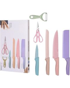 Set di Coltelli da Cucina Colorati con Confezione Regalo - Lame Antiaderenti in Acciaio Inossidabile di Alta Qualità