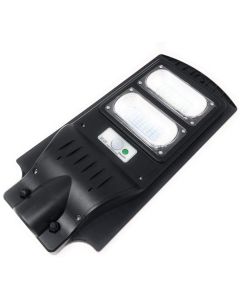 Faro lampada con pannello solare per lampione stradale a led 60W da esterno IP65 luce bianco ghiaccio 6500K in alluminio nero