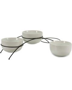 Set di 3 ciotole per snack salse di porcellana bianca 68 cl
