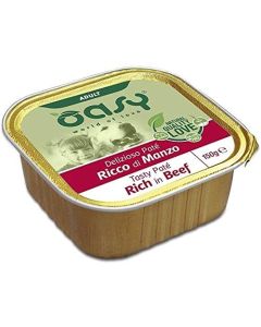 Oasy Delizioso Patè Ricco di Manzo cibo umido per cani adulti 