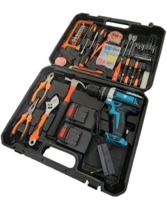 Kit Completo di Attrezzi da 100 Pezzi con Trapano Avvitatore a Batteria Ricaricabile 2 Batterie da 88V Incluse, Set per Uso Domestico e Professionale   "