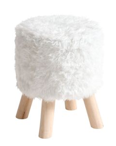 Sgabello pouf similpelliccia con poggiapiedi