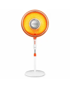 JOHNSON ELIO Stufa Elettrica in Fibra di Carbonio 1100W – Piantana Regolabile 105-124 cm, 2 Livelli di Potenza, Oscillazione, Timer 60 Minuti e Sistema Antiribaltamento