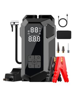 Avviatore di Emergenza Auto 4-in-1 con Compressore 150 PSI e Power Bank – Display LCD e Torcia LED Integrata