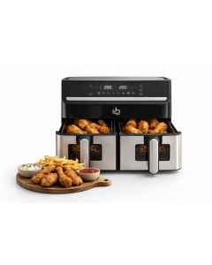 Friggitrice ad Aria 2000W Doppio Cestello 15L (7,5L + 7,5L) – Air Fryer XXXL a Doppia Zona con Controllo Indipendente