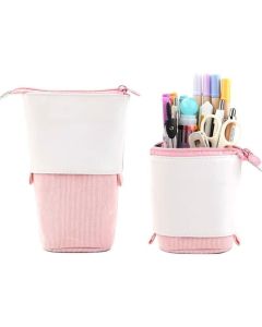 Astuccio retrattile astuccio telescopico resistente in tela astuccio pop-up in piedi astuccio con chiusura a cerniera per cancelleria cosmetica ufficio scuola